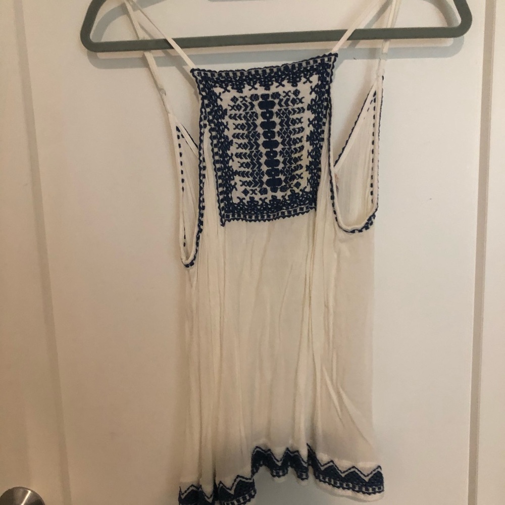 High neck white tank